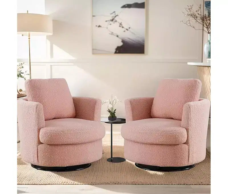 Chaise GDFStudio Bertha pivotante en Boucle de 32 po en bois et acier