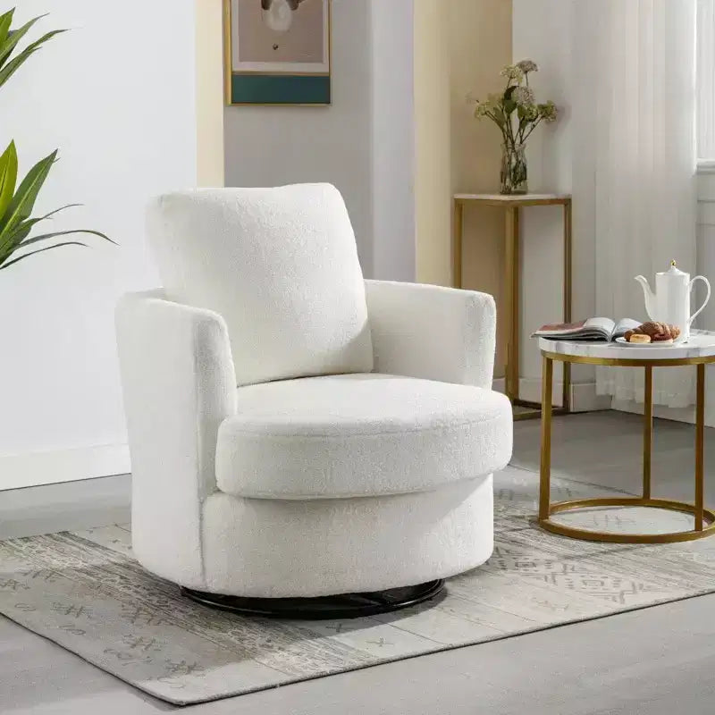Chaise GDFStudio Bertha pivotante en Boucle de 32 po en bois et acier