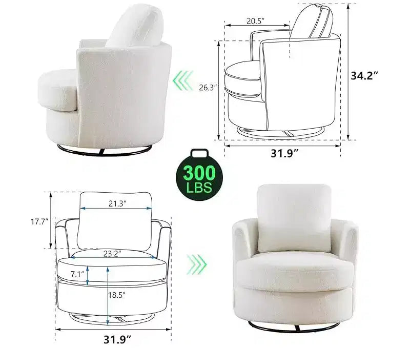 Chaise GDFStudio Bertha pivotante en Boucle de 32 po en bois et acier