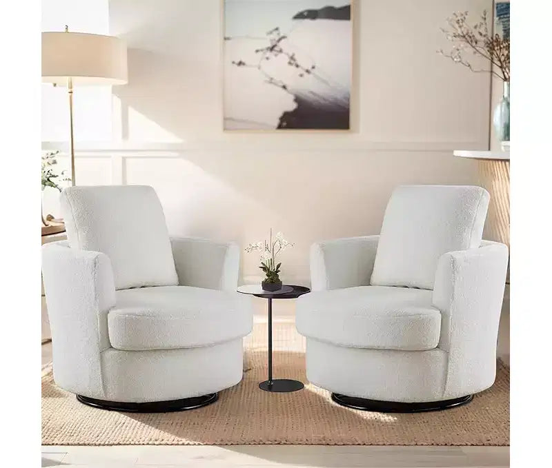 Chaise GDFStudio Bertha pivotante en Boucle de 32 po en bois et acier