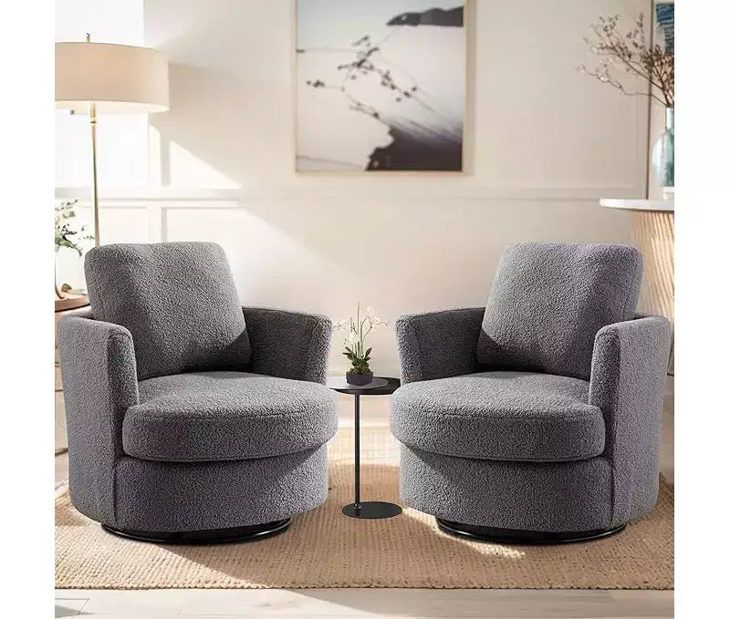Chaise GDFStudio Bertha pivotante en Boucle de 32 po en bois et acier
