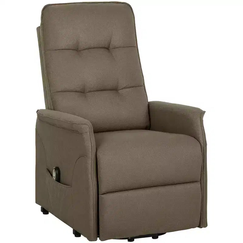 HOMCOM Fauteuil inclinable releveur électrique, Fauteuil relax électrique avec télécommande, Poches latérales, Ressorts ensachés, Dossier touffeté, Montage rapide