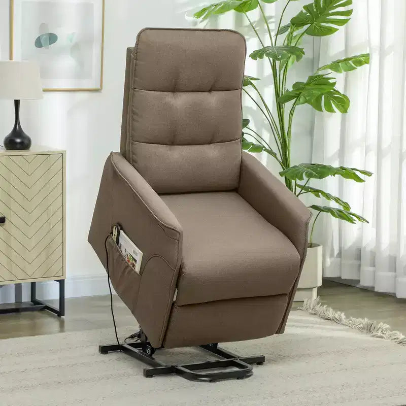 HOMCOM Fauteuil inclinable releveur électrique, Fauteuil relax électrique avec télécommande, Poches latérales, Ressorts ensachés, Dossier touffeté, Montage rapide