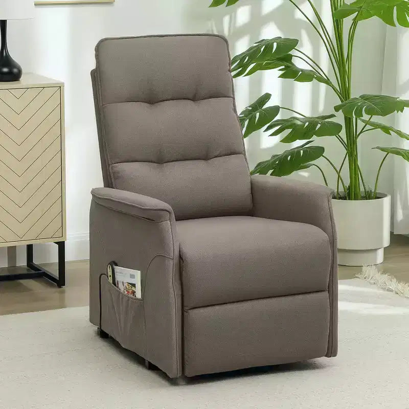 HOMCOM Fauteuil inclinable releveur électrique, Fauteuil relax électrique avec télécommande, Poches latérales, Ressorts ensachés, Dossier touffeté, Montage rapide