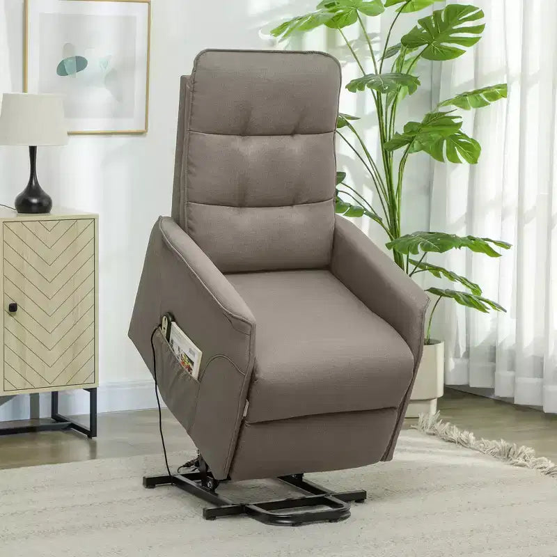 HOMCOM Fauteuil inclinable releveur électrique, Fauteuil relax électrique avec télécommande, Poches latérales, Ressorts ensachés, Dossier touffeté, Montage rapide