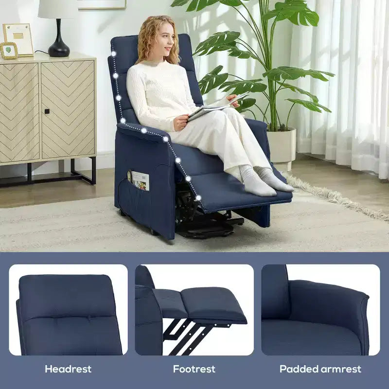 HOMCOM Fauteuil inclinable releveur électrique, Fauteuil relax électrique avec télécommande, Poches latérales, Ressorts ensachés, Dossier touffeté, Montage rapide