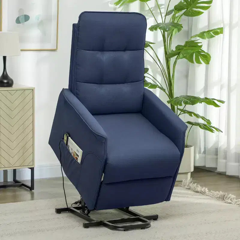 HOMCOM Fauteuil inclinable releveur électrique, Fauteuil relax électrique avec télécommande, Poches latérales, Ressorts ensachés, Dossier touffeté, Montage rapide