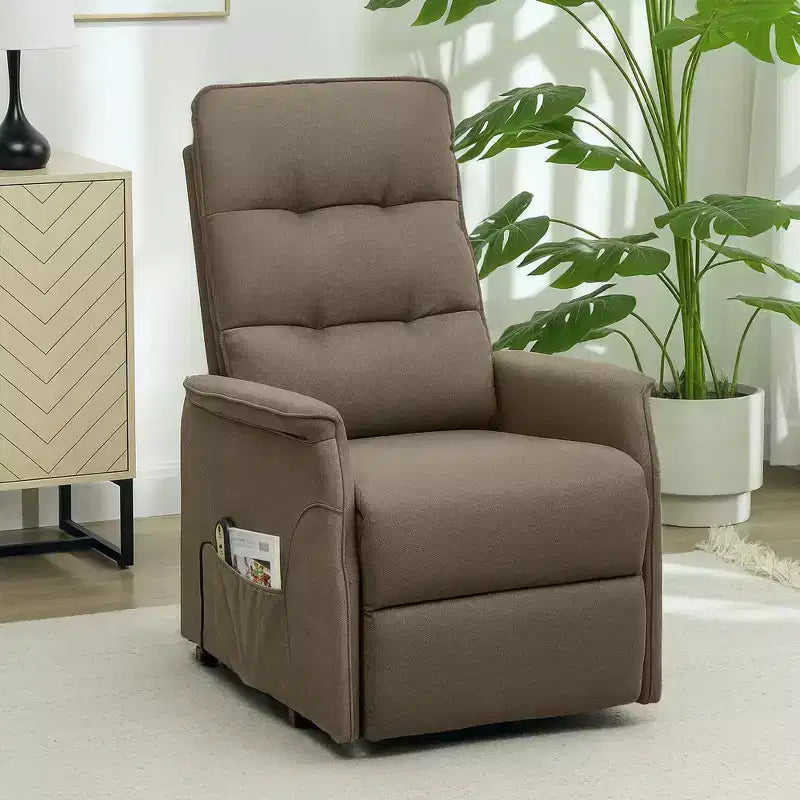 HOMCOM Fauteuil inclinable releveur électrique, Fauteuil relax électrique avec télécommande, Poches latérales, Ressorts ensachés, Dossier touffeté, Montage rapide