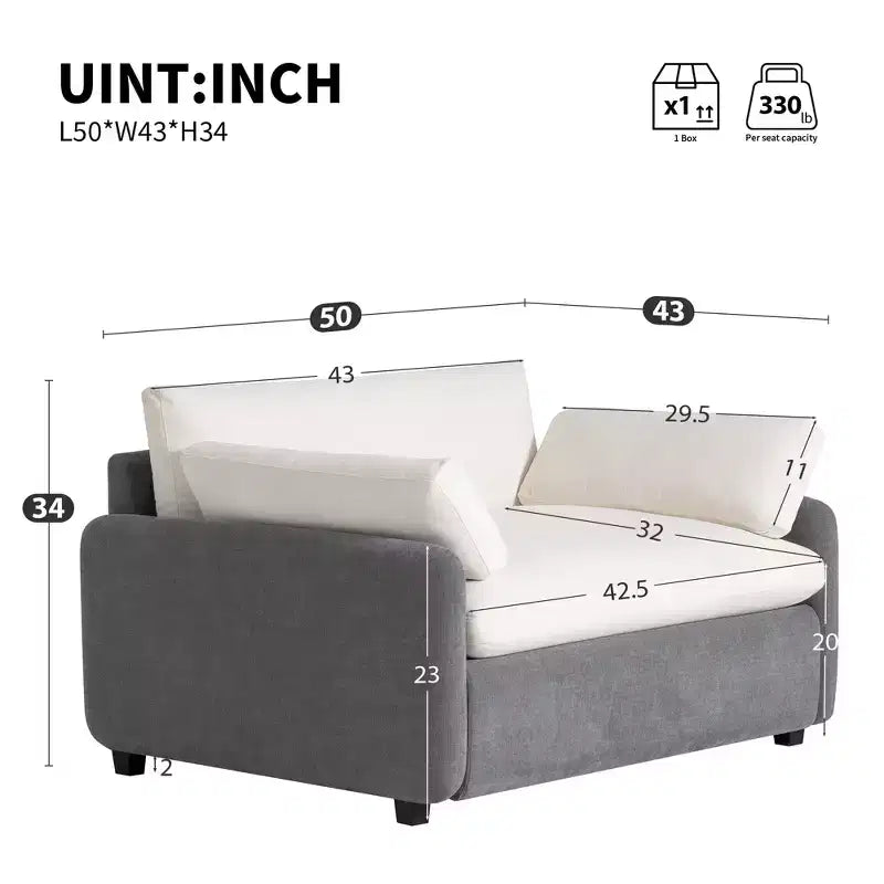 GDFStudio Lilith 50 Oversized Chenille Bold Color-Blocking Armchair, Single Sofa Chair