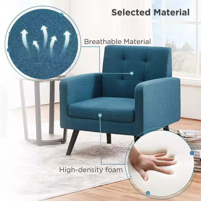 Yaheetech Set of 2 Mid Century Tufted Back Accent Arm Chair with Rubberwood Legs