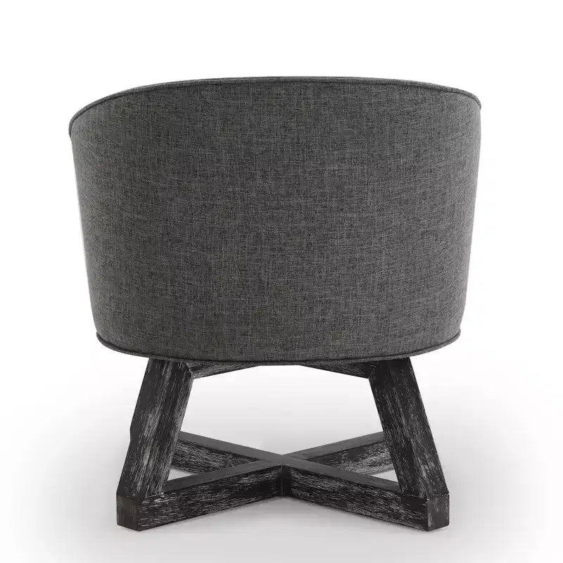 Chaise GDFStudio Glenn pivotante à 360°, avec revêtement en lin et piétement croisé en bois d'hévéa
