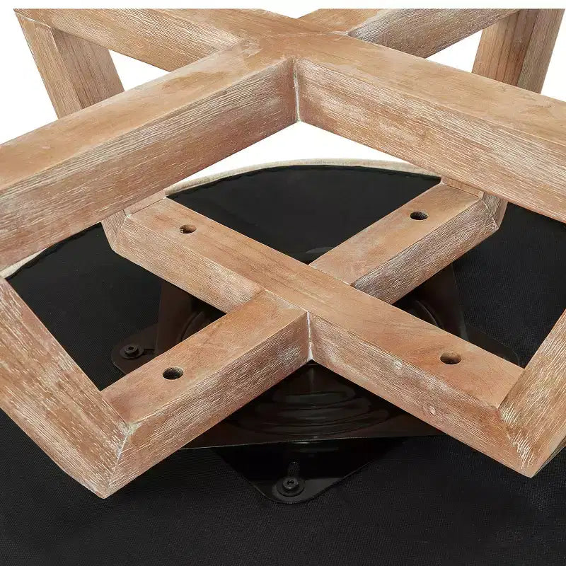 Chaise GDFStudio Glenn pivotante à 360°, avec revêtement en lin et piétement croisé en bois d'hévéa
