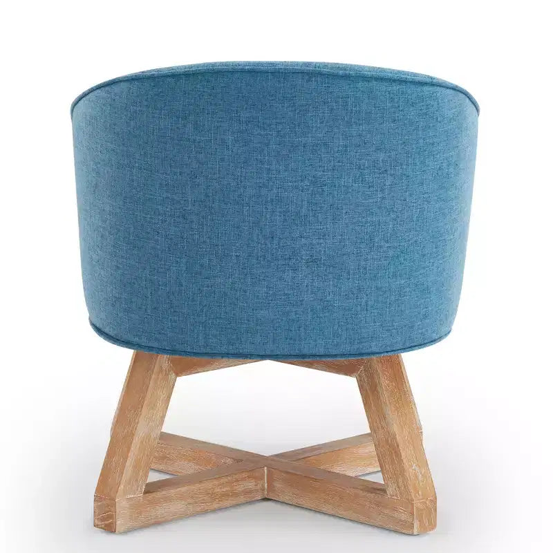 Chaise GDFStudio Glenn pivotante à 360°, avec revêtement en lin et piétement croisé en bois d'hévéa