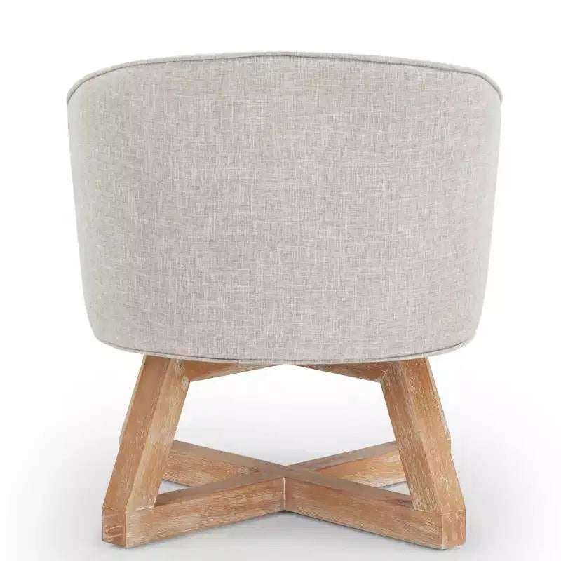 Chaise GDFStudio Glenn pivotante à 360°, avec revêtement en lin et piétement croisé en bois d'hévéa