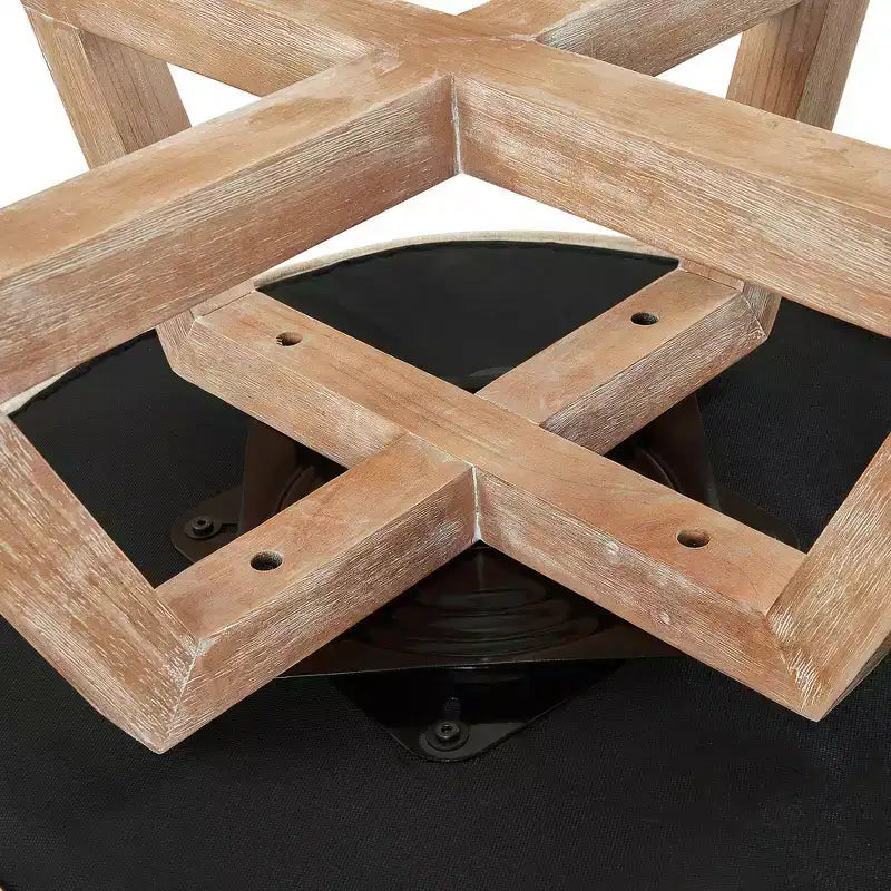 Chaise GDFStudio Glenn pivotante à 360°, avec revêtement en lin et piétement croisé en bois d'hévéa
