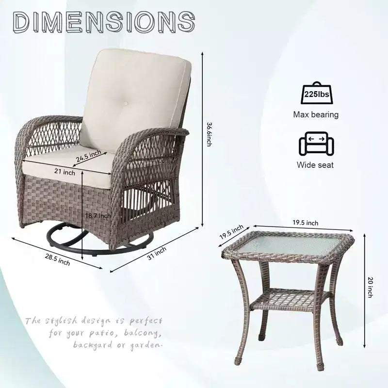 UPTIOT Ensemble de conversation extérieur 2 places avec coussins