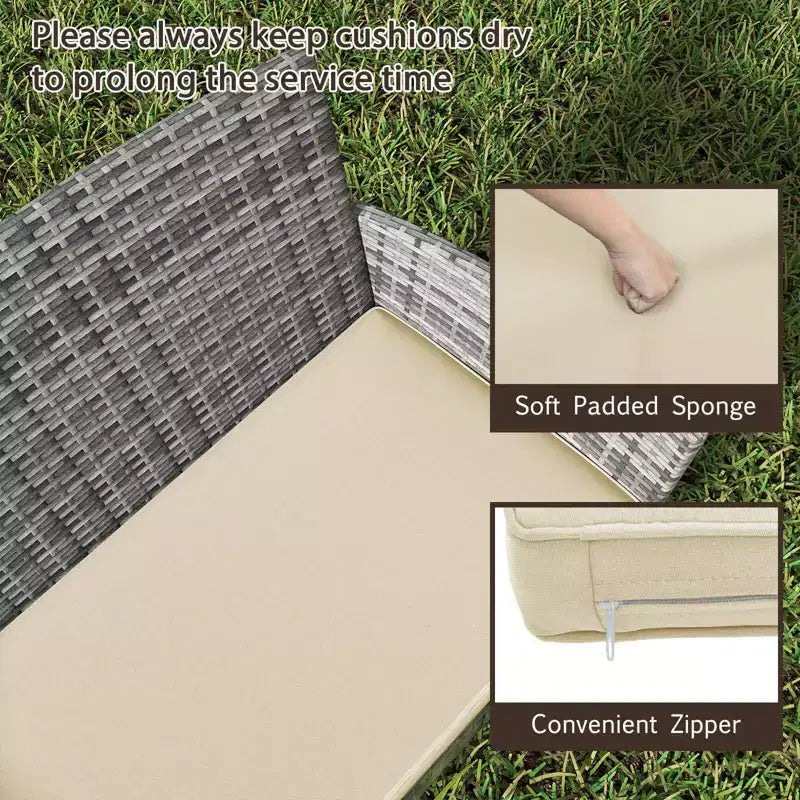 Ensemble de mobilier de patio Costway 8 pièces avec coussins lavables et table basse en verre trempé