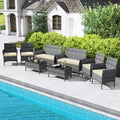 Costway 8 PCS Patio Furniture Set with Washable Cushions and Tempered Glass Coffee Table