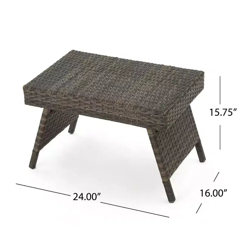 GDFStudio Thelma Ensemble 3 pièces de chaises longues d'extérieur en osier, moka mélangé