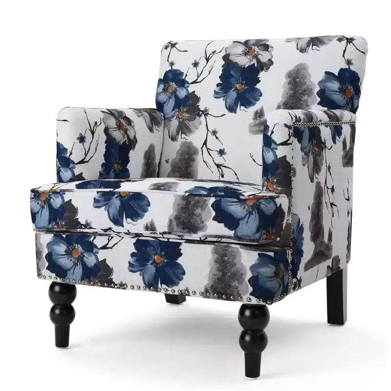 GDFStudio Eve Contemporary Fabric Upholstered Accent Club Chair with Nailhead Trim, Floral Print