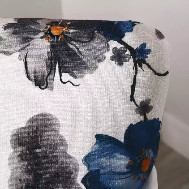 GDFStudio Eve - Fauteuil club d'appoint contemporain en tissu avec clous décoratifs, imprimé floral