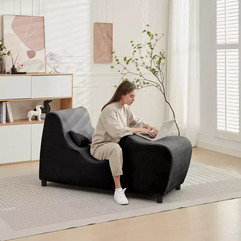 Mjkone Yoga Chair for Adults, Velvet Yoga Chaise Lounge Chair Indoor for Adult Exercise, Stretching, Relaxation