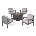 GDFStudio Rocco Outdoor Wicker 5 Piece Club Chair and Fire Pit Set with Cushions