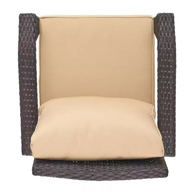 GDFStudio Barstow Ensemble de 5 Fauteuils Club et Brasero d'Extérieur en Osier avec Coussins