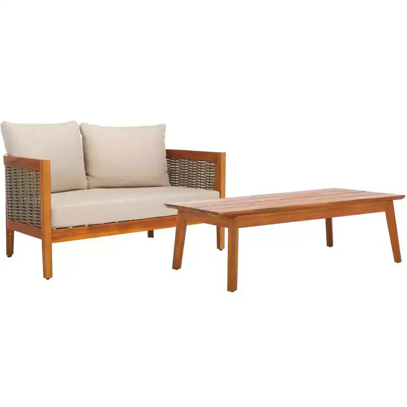 Ensemble de patio table et chaises Amanda - Intérieur/Extérieur - PAT7090 - Naturel/Taupe - Safavieh