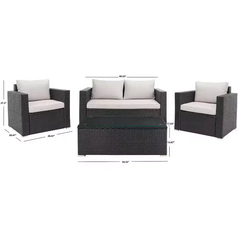 Ensemble de 4 meubles de salon Machie – Intérieur/Extérieur – PAT7508 – Safavieh