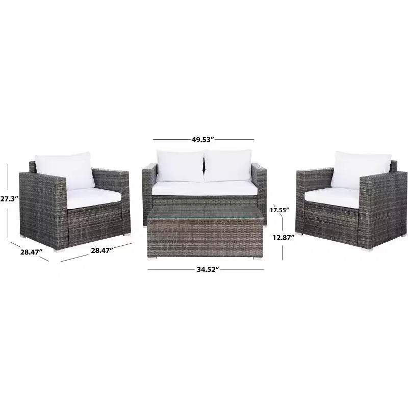 Ensemble de 4 meubles de salon Machie – Intérieur/Extérieur – PAT7508 – Safavieh