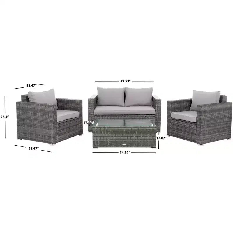 Ensemble de 4 meubles de salon Machie – Intérieur/Extérieur – PAT7508 – Safavieh
