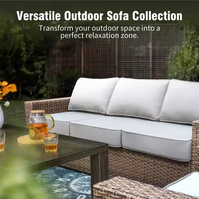 Captiva Designs Ensemble de conversation d'extérieur 4 pièces en osier avec canapé simple pivotant pour terrasse, bord de piscine
