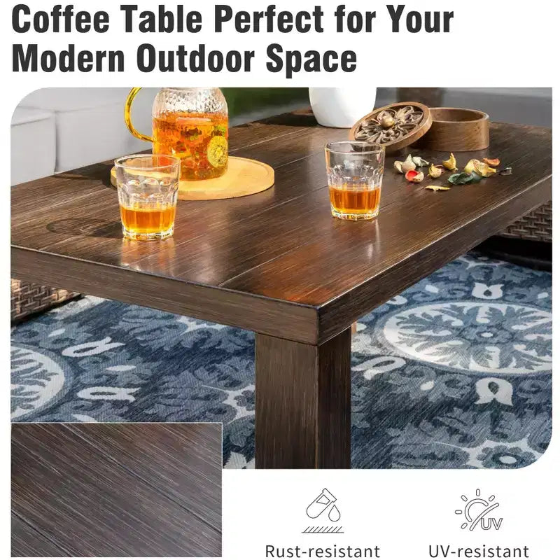 Captiva Designs Ensemble de conversation d'extérieur 4 pièces en osier avec canapé simple pivotant pour terrasse, bord de piscine