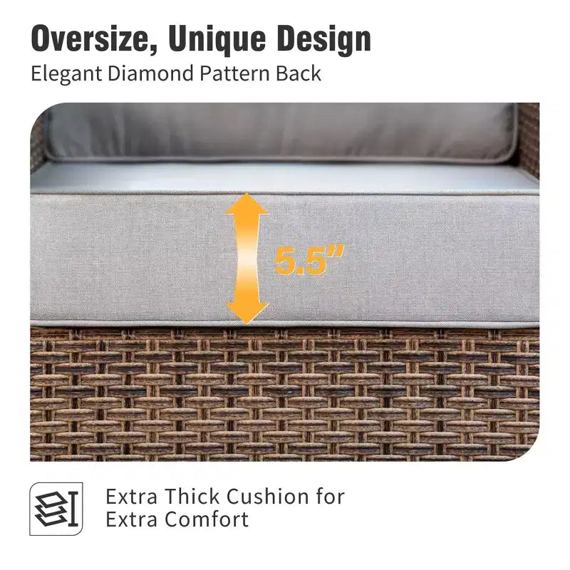 Captiva Designs Ensemble de conversation d'extérieur 4 pièces en osier avec canapé simple pivotant pour terrasse, bord de piscine