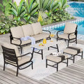 Captiva Designs 6pc Metal Patio Furniture Conversation Set with Armchairs and Ottomans for Garden Porch Backyard