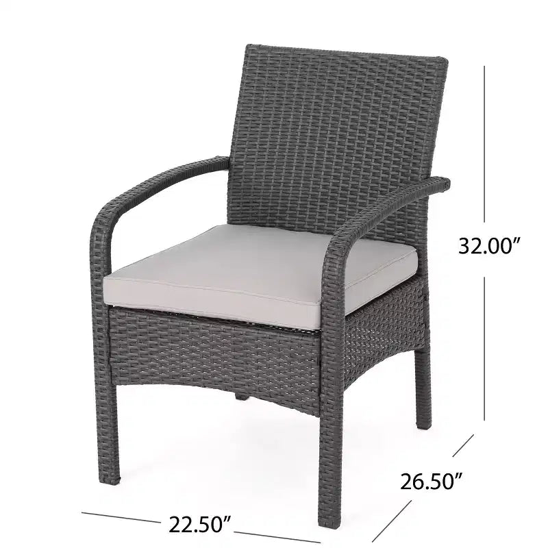 GDFStudio Kilburn Ensemble de 5 pièces avec Fauteuils Club et Brasero d'Extérieur en Osier avec Coussins