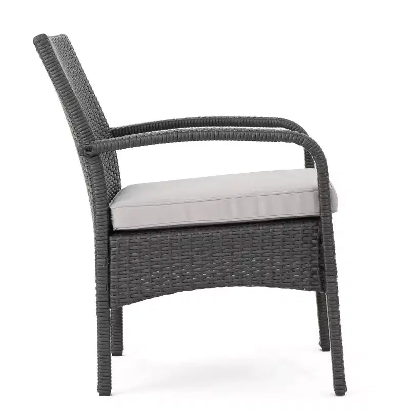 GDFStudio Kilburn Ensemble de 5 pièces avec Fauteuils Club et Brasero d'Extérieur en Osier avec Coussins