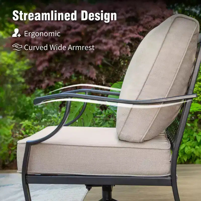 Captiva Designs Ensemble de conversation d'extérieur 4 pièces avec fauteuils à bascule à dossier quadrillé pour jardin, bord de piscine, arrière-cour