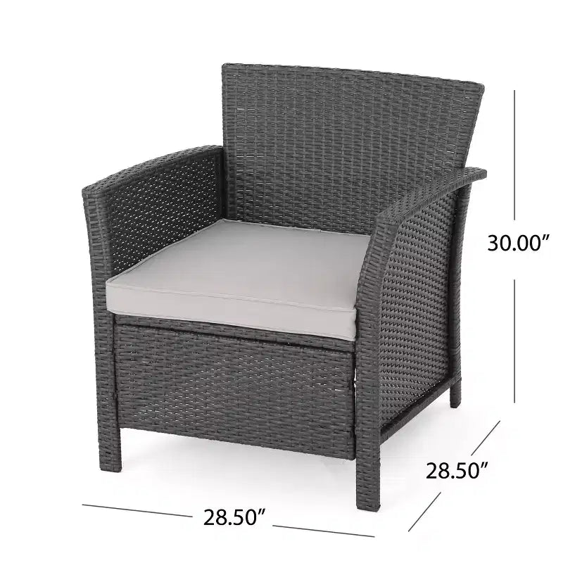 Christopher Knight Home Raina Ensemble salon de jardin 5 pièces en osier avec fauteuils et brasero, et coussins