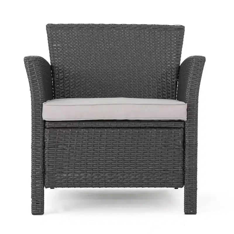 Christopher Knight Home Raina Ensemble salon de jardin 5 pièces en osier avec fauteuils et brasero, et coussins