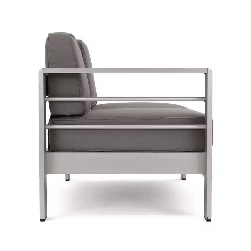 Canapé sectionnel d'extérieur en aluminium 5 pièces GDFStudio Crested Bay avec foyer de 50 000 BTU