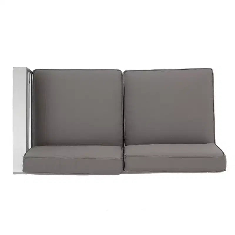 Canapé sectionnel d'extérieur en aluminium 5 pièces GDFStudio Crested Bay avec foyer de 50 000 BTU