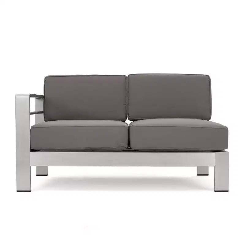 Canapé sectionnel d'extérieur en aluminium 5 pièces GDFStudio Crested Bay avec foyer de 50 000 BTU
