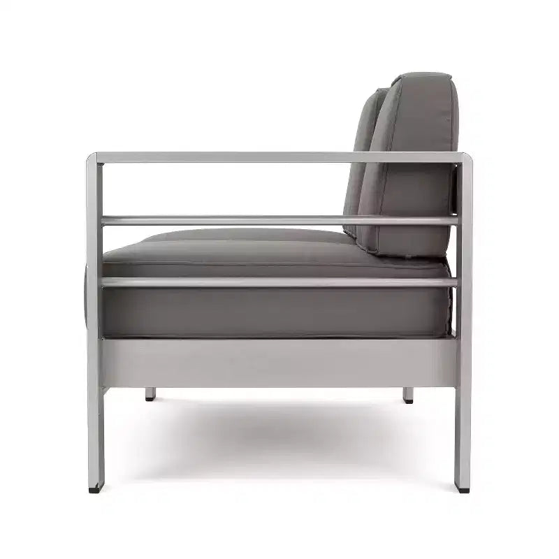 Canapé sectionnel d'extérieur en aluminium 5 pièces GDFStudio Crested Bay avec foyer de 50 000 BTU