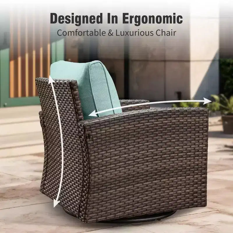 Captiva Designs Ensemble de conversation 6 pièces en osier pour terrasse extérieure avec causeuse coussinée pour jardin, piscine, arrière-cour