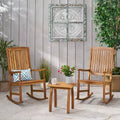 Christopher Knight Home Reynard Outdoor Acacia Wood 3 Piece Rocking Chair Chat Set