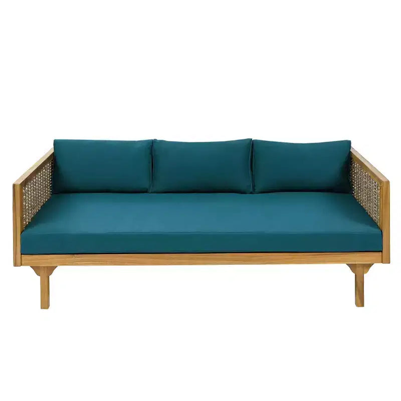 Canapé-lit 3 places Christopher Knight Home Pascal en bois d'acacia rustique rembourré avec table basse