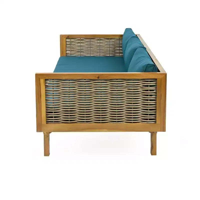Canapé-lit 3 places Christopher Knight Home Pascal en bois d'acacia rustique rembourré avec table basse