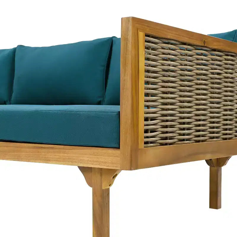 Canapé-lit 3 places Christopher Knight Home Pascal en bois d'acacia rustique rembourré avec table basse